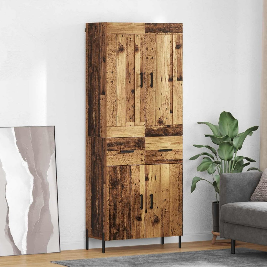 Funktionsmoebel Highboard Altholz Holzwerkstoff Scharnierturen Metallgriffen, natur