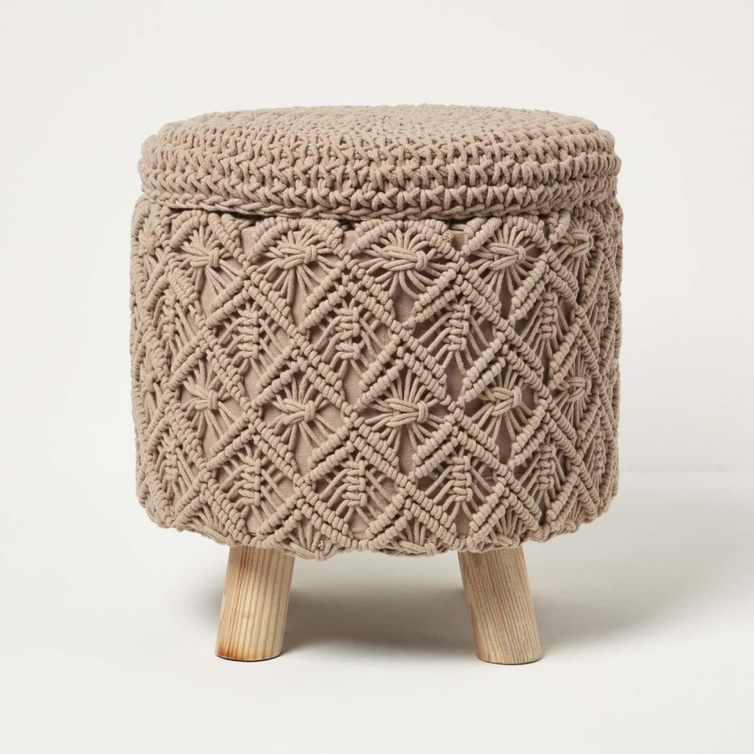 Stilvolle Hocker mit Tueren mit Stauraum braun