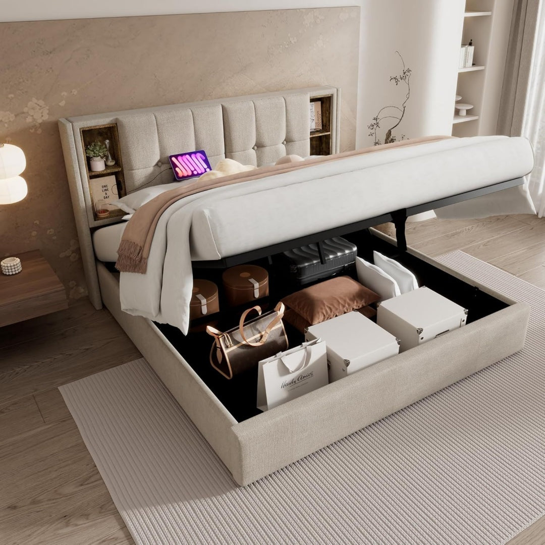 Bett fuer Schlafzimmer mit Tueren klappbar schwarz