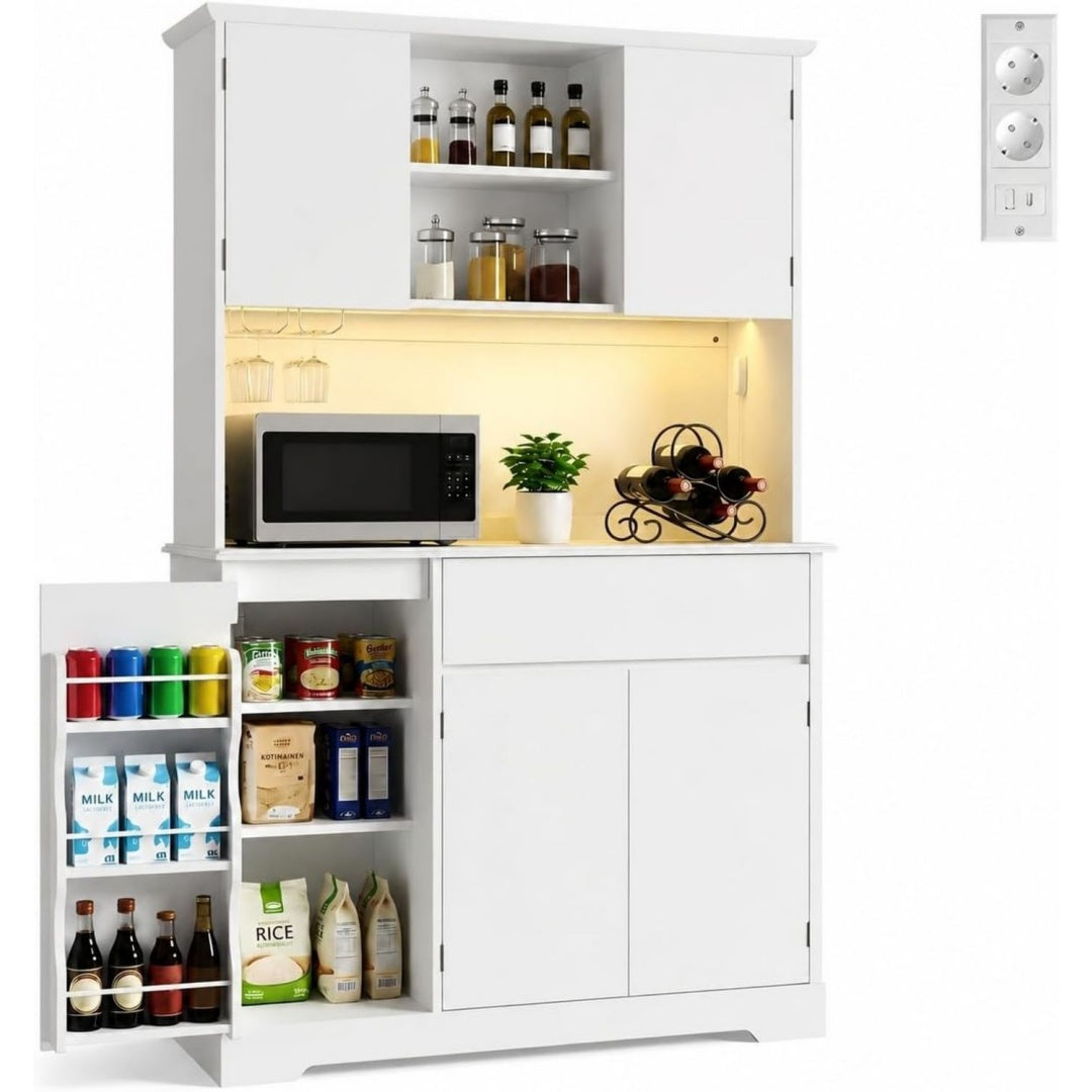 Stauraumschrank Kuchenschrank Hochschrank Steckdosenleiste schwarz