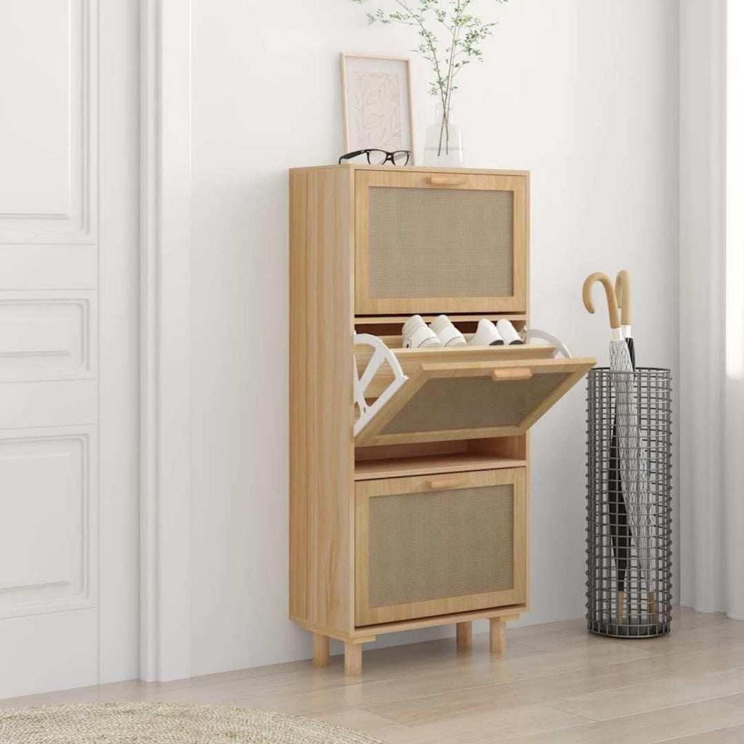 Aufbewahrungsschrank Schuhschrank, braun, Holzwerkstoff Rattan braun